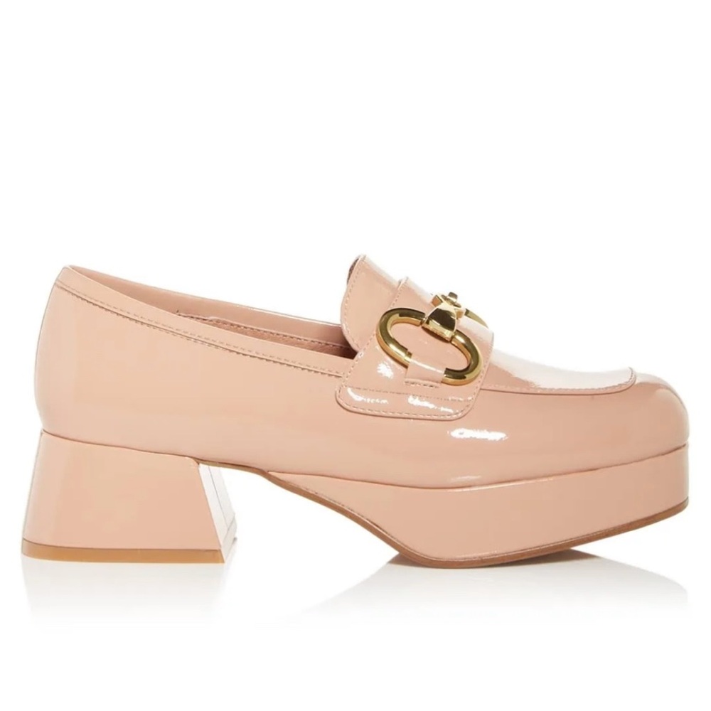 Jeffrey Campbell Blush Patent Loafers with Gold Buckle